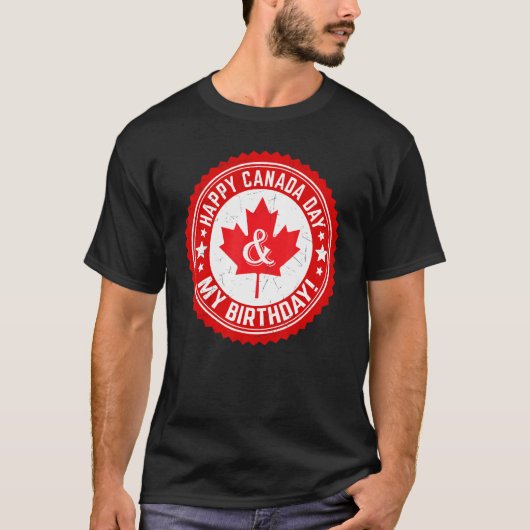 T-shirt Joyeuse fête du Canada Mon anniversaire Feuille d' (Devant)