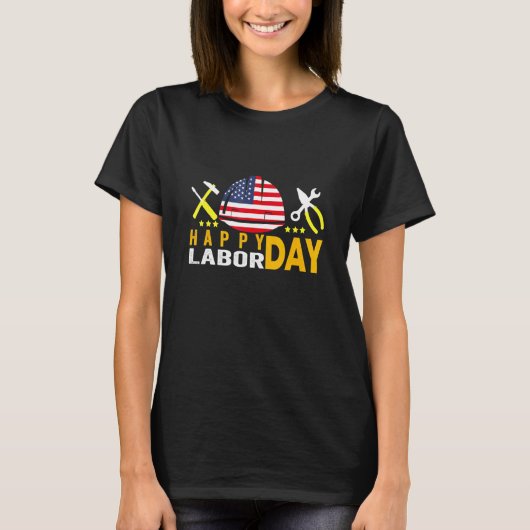 T-shirt Joyeuse Fête du Travail Casquette du travail améri (Devant)