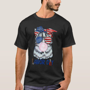 T-shirt Joyeuse fête du Travail Chat Bubble Gum Drapeau A