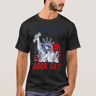 T-shirt Joyeuse Fête du Travail Drapeau américain Statue d