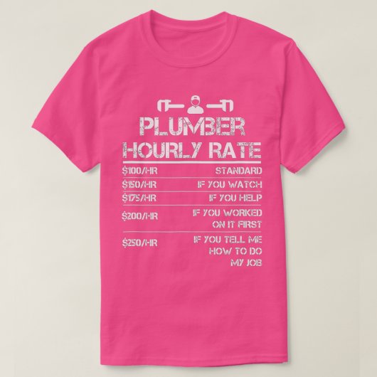 T-shirt Joyeuse Fête du Travail Drôle Plumber Taux horaire (Design devant)