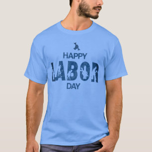 T-shirt Joyeuse Fête Du Travail Rétro Bleu