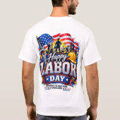 T-shirt Joyeuse fête du Travail – Travail acharné & dévoue (Dos)