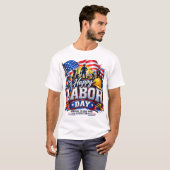 T-shirt Joyeuse fête du Travail – Travail acharné & dévoue (Devant entier)