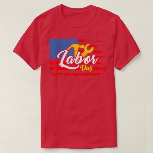 T-shirt Joyeuse Fête du Travail USA American Flag Workers (Design devant)