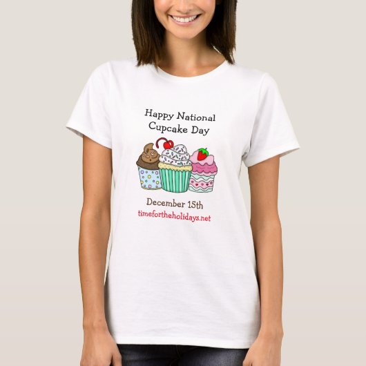 T-shirt Joyeuse fête nationale de la Cupcake 15 décembre (Devant)