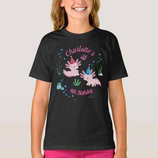 T-shirt Joyeuse fille d'anniversaire Axolotl (Devant)