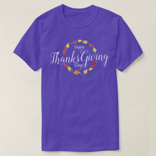 T-shirt Joyeuse journée de Thankgiving en blanc design TSh (Design devant)