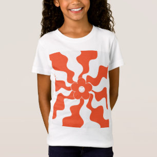 T-Shirt Joyeuse marguerite rétro en orange et blanc