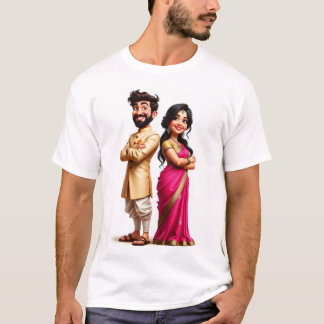 T-shirt Joyeuse mariée et mariée en tenue Mariage indienne