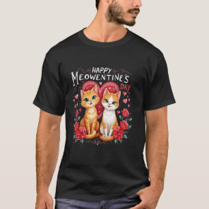 T-shirt Joyeuse Meowentine Saint-Valentin Roses Drôle Chat
