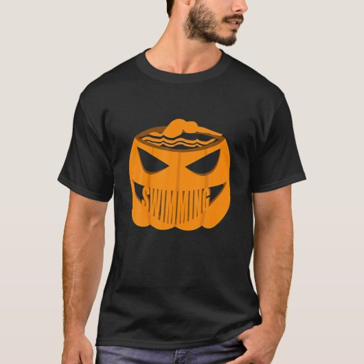 T-shirt Joyeuse Natation Halloween Costume Citrouille Qui (Devant)