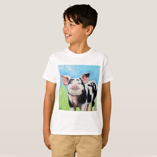 T-shirt Joyeuse peinture de petit cochon (Devant entier)