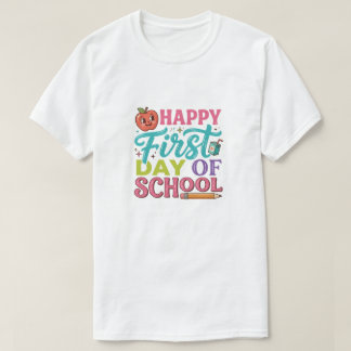 T-shirt Joyeuse Rentrée Scolaire Rétro avec une Pomme Mign