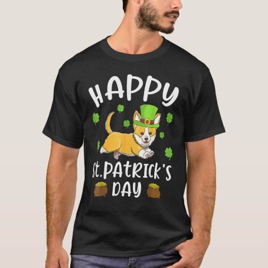T-shirt Joyeuse Saint-Patrick Funy Saint Patricks Corgi (Devant)
