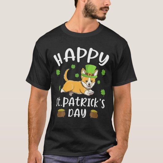 T-shirt Joyeuse Saint-Patrick Funy Saint Patricks Corgi (Devant)