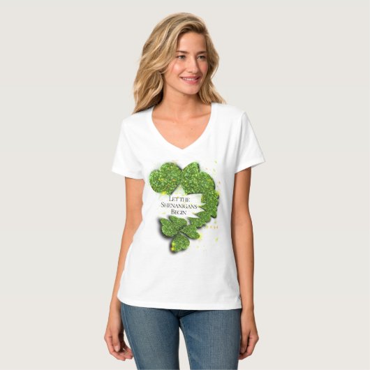 T-shirt Joyeuse Saint Patrick, que les Shenanigans commenc (Devant entier)