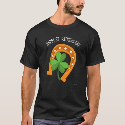 T-shirt Joyeuse Saint-Patrick Vert Trèfle Fer à Cheval (Devant)