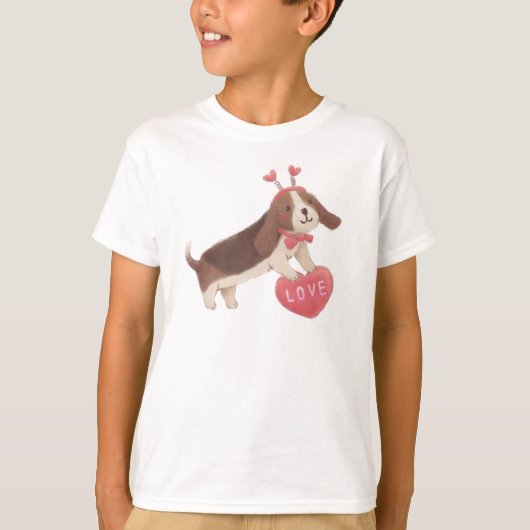 T-shirt Joyeuse Saint-Valentin avec chiot (Devant)