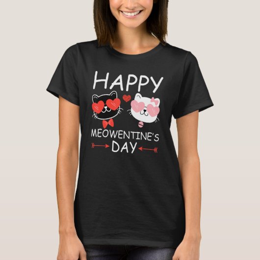 T-shirt Joyeuse Saint-Valentin Drôle de chat mignon Saint- (Devant)