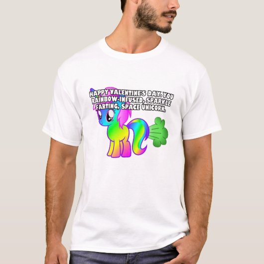 T-shirt Joyeuse Saint-Valentin licorne de l'espace (Devant)