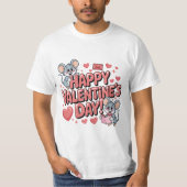 T-shirt joyeuse-saint-valentin-mignons-souris-coeurs-typog (Devant)