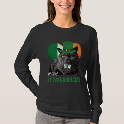 T-shirt Joyeuse St Catrick s Day St Patrick Chat Drapeau I (Devant)