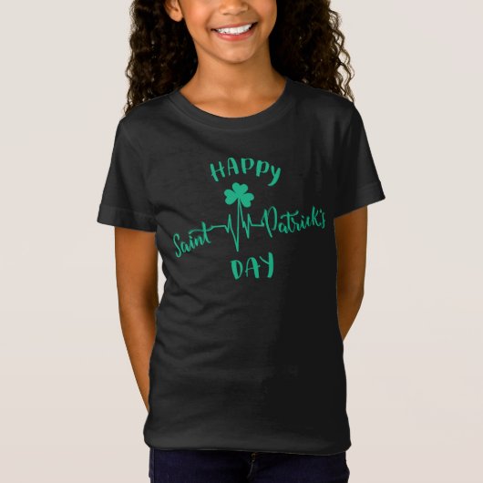 T-Shirt Joyeuse St Patrick Day Battement de coeur trèfle (Devant)