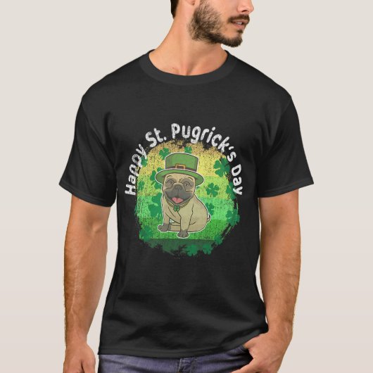T-shirt Joyeuse St Patrick Pugricks Pug Rétro Coucher de s (Devant)