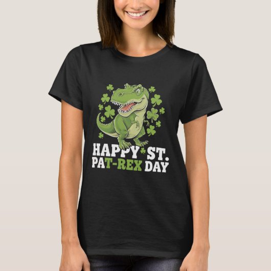 T-shirt Joyeuse St Patrick T-rex Et Trèfles St Patty (Devant)