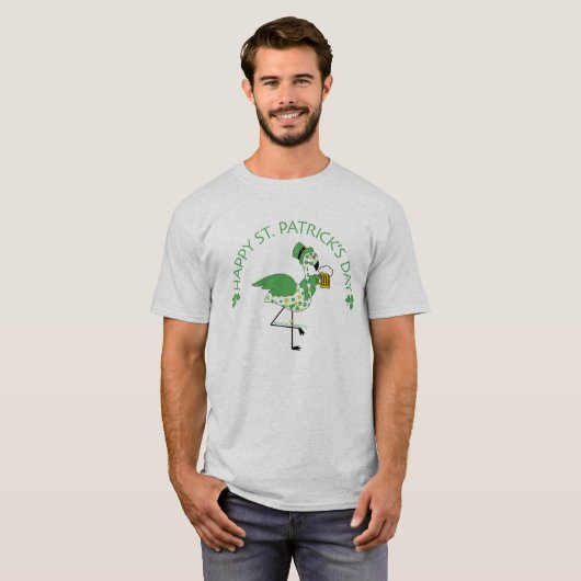T-shirt Joyeuse St Patrick's Day avec Flamant rose (Devant entier)
