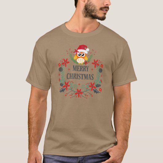 T-shirt Joyeuse typographie de Noël et couronne de Noël (Devant)