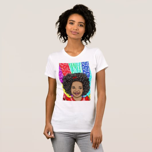T-shirt Joyeuses boules | ART NUMÉRIQUE | Fille afro-améri (Devant entier)