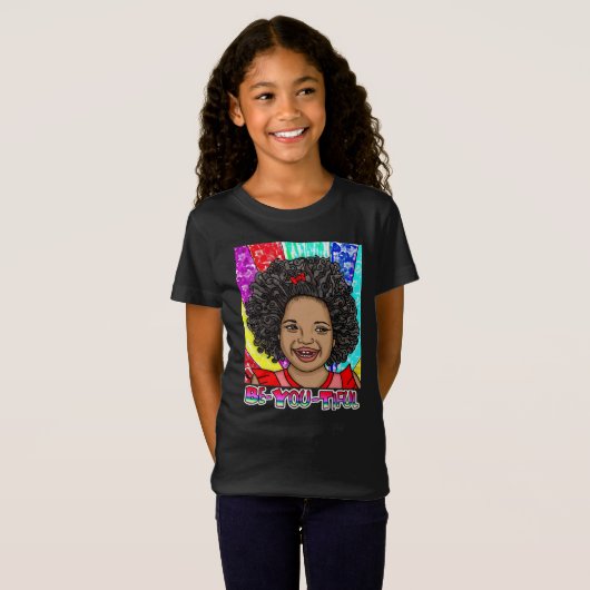 T-Shirt Joyeuses boules | ART NUMÉRIQUE | Fille afro-améri (Devant entier)