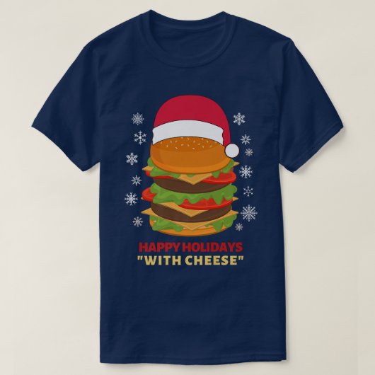 T-shirt Joyeuses fêtes au fromage Funny Christmas burger (Design devant)