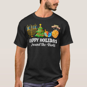T-shirt Joyeuses Fêtes Dans Le Monde Famille De Noël M