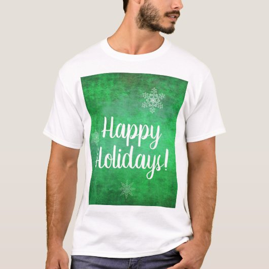 T-shirt Joyeuses fêtes de neige sur vert (Devant)