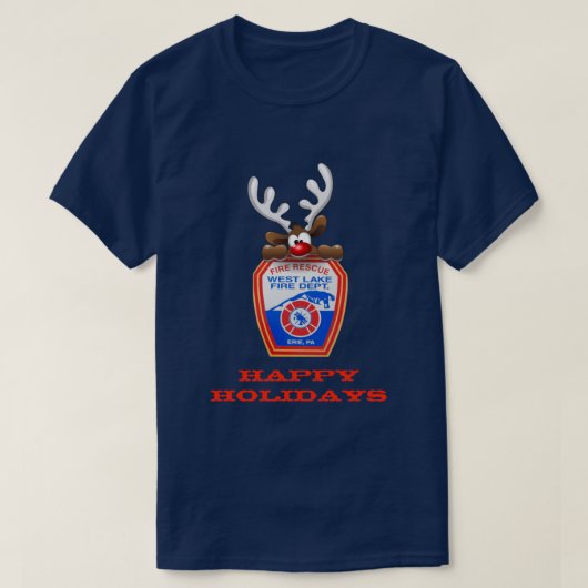 T-shirt Joyeuses fêtes Reindeer West Lake Fire Department (Design devant)