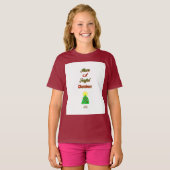 T-shirt Joyeuses Filles de Noël Maroon Basic T Shirt (Devant entier)