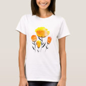 T-shirt Joyeuses fleurs orange et jaune (Devant)