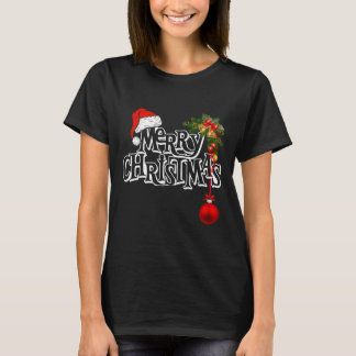 T-shirt Joyeuses lumières de Noël Santa Hat Noël Famille H