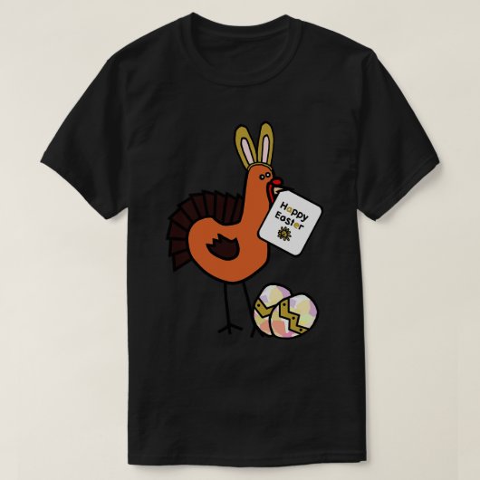 T-shirt Joyeuses oreilles de lapin de Pâques sur Thanksgiv (Design devant)