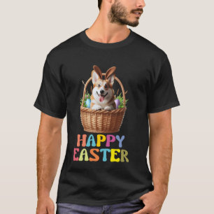 T-shirt Joyeuses Pâques Corgi Mignon Design De Panier Amus