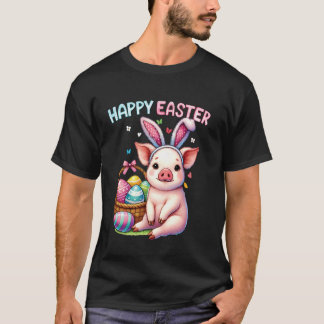 T-shirt Joyeuses Pâques Ferme Animal Cochon Amateurs Lapin