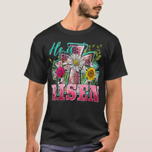 T-shirt Joyeuses Pâques Il Est Ressuscité Tournesol Léopar