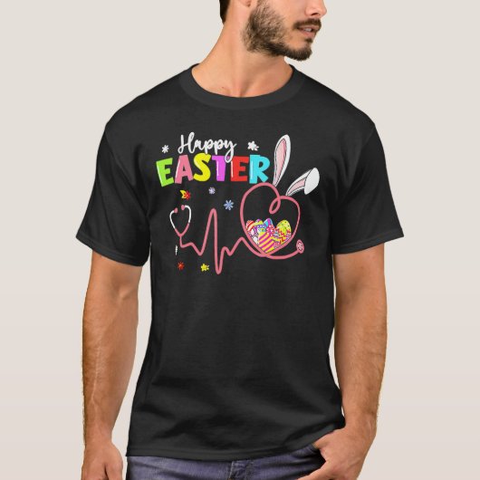 T-shirt Joyeuses Pâques Infirmière Lapin de Pâques Oeufs S (Devant)