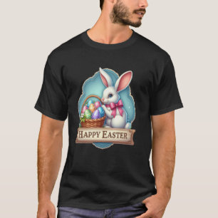 T-shirt Joyeuses Pâques Lapin Blanc