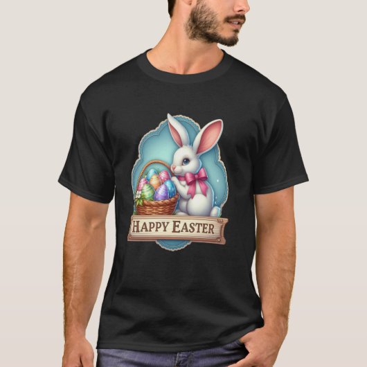 T-shirt Joyeuses Pâques Lapin Blanc (Devant)