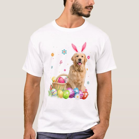 T-shirt Joyeuses Pâques Lapin Mignon Doré (Devant)