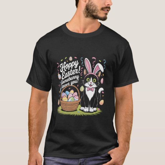T-shirt Joyeuses Pâques Somebunny Vous Aime Joli Chat Lapi (Devant)